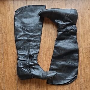 Black Leather Knee-High Boots